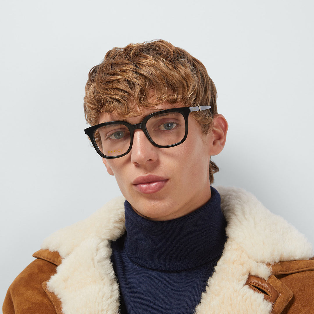 Black rectangular eyeglass frames with thick design