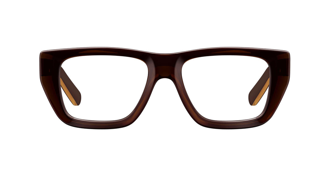 Brown rectangular Gucci eyeglass frames, front view