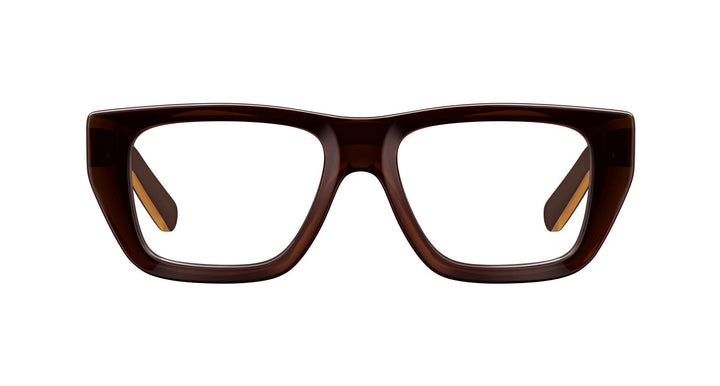 Brown rectangular Gucci eyeglass frames, front view