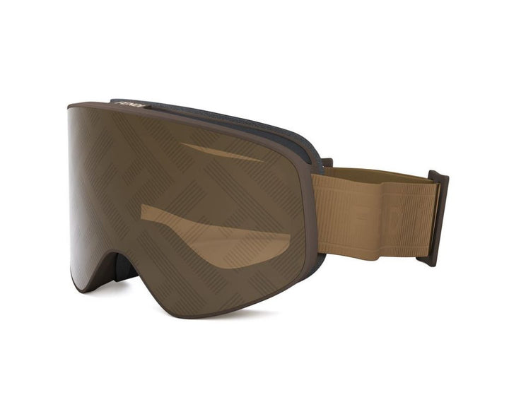 Fendi bronze mirror ski goggles with logo lens and adjustable strap