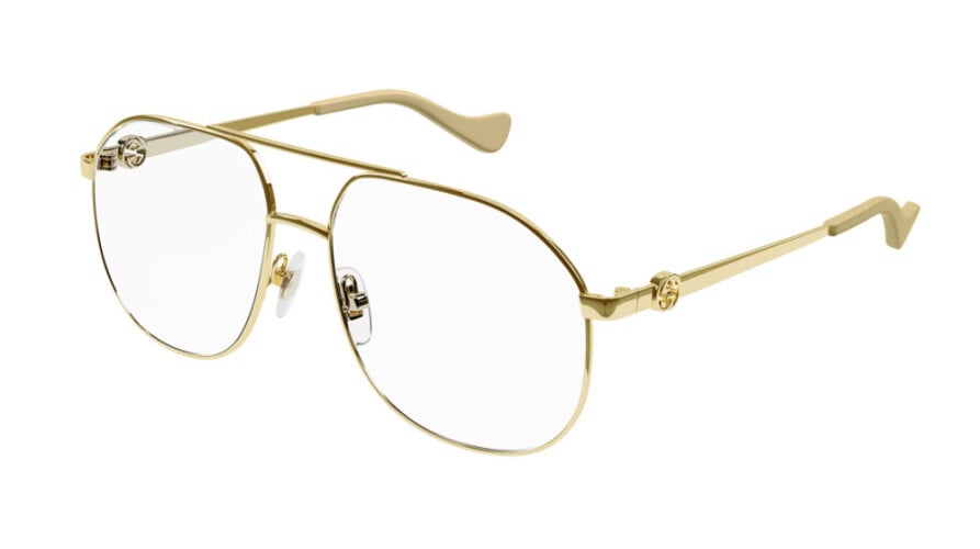 Gucci GG1091O Gold Oversized Aviator Eyeglasses Frames