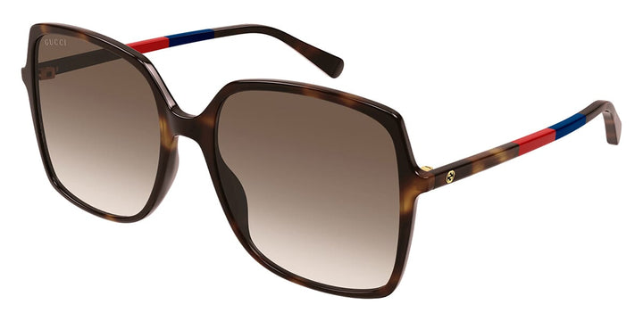 Gucci GG0544S Thin Havana Square Sunglasses