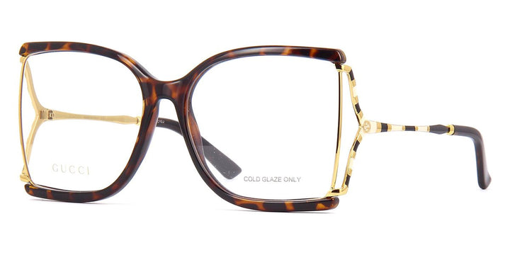 Gucci GG0592O Marcos de anteojos con corte cuadrado extragrande en dorado marrón habano