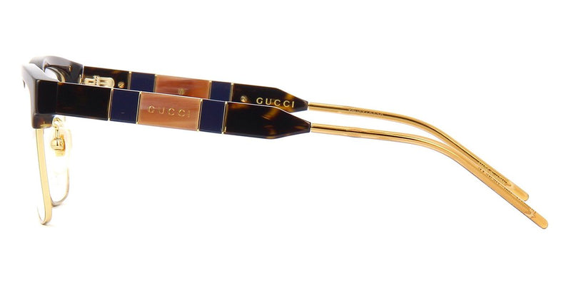 Monturas de anteojos con corte cuadrado extragrande en oro negro Gucci GG0592O