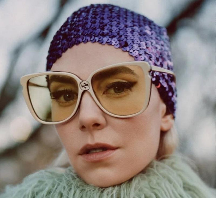 Gucci GG0709S Ivory Butterfly Oversized Sunglasses