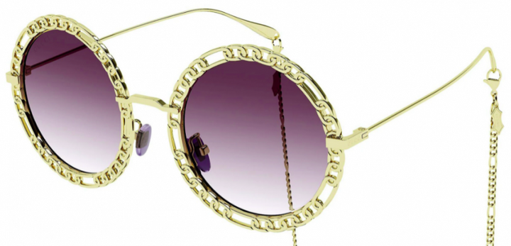 Gucci GG1112S Collar de cadena Gafas de sol rectangulares 