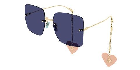 Gafas de sol cuadradas sin montura Gucci GG1147S con cadena verde 