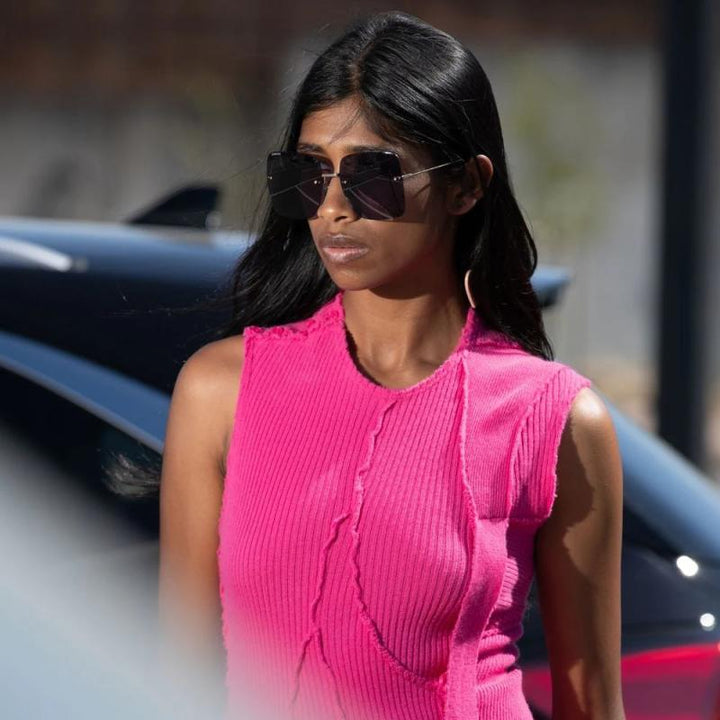 Gafas de sol cuadradas sin montura Gucci GG1147S con cadena verde 