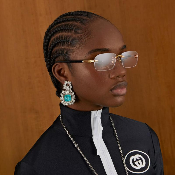 Gucci GG1221O Brown Gold Rimless Frames