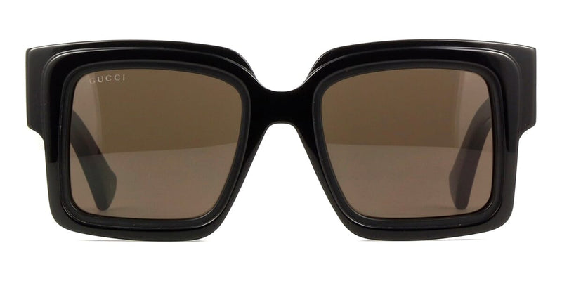 Gucci black square sunglasses, thick frame and dark lenses