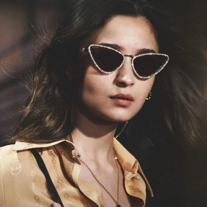 Gucci GG1569S Cat Eye Sunglasses in Gold Crystal