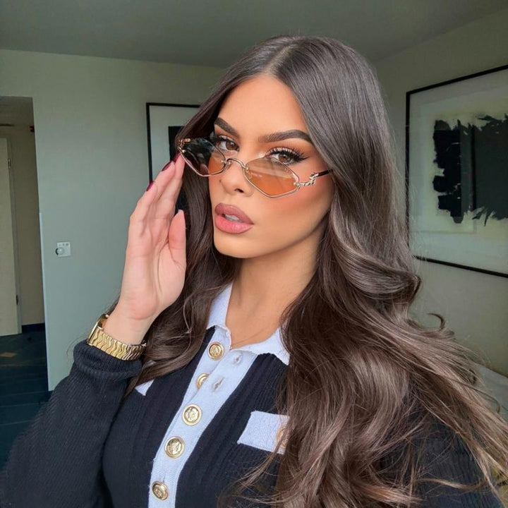 Gucci GG1604S Half Rim Sunglasses in Orange Logo Lens