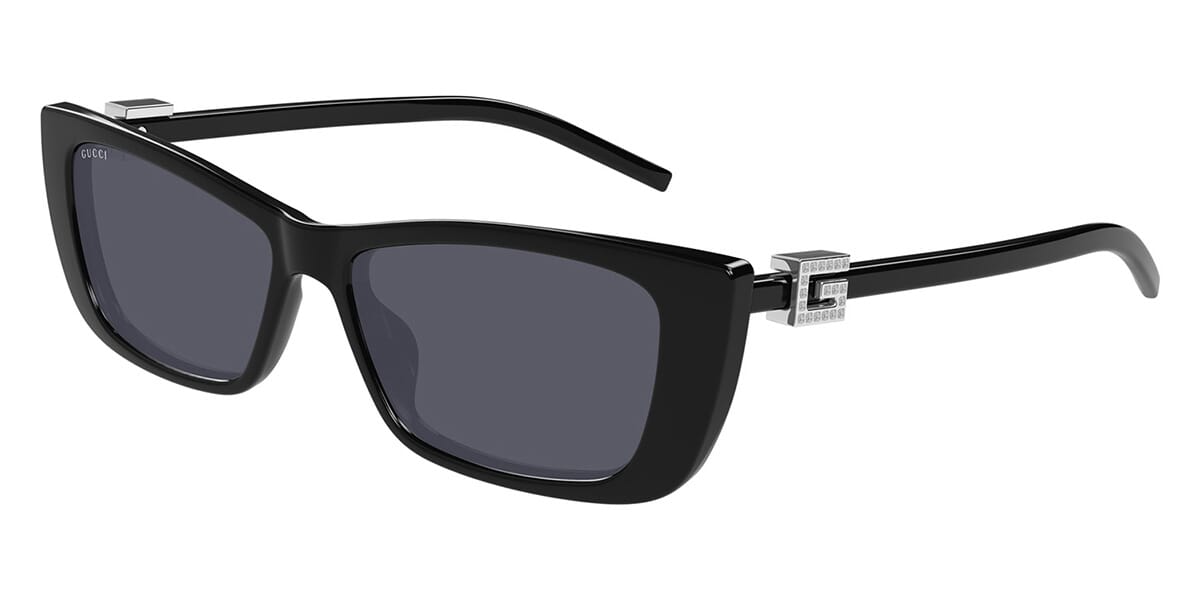 Gucci GG1681S Black Crystal Slim Cat Eye Sunglasses – Designer