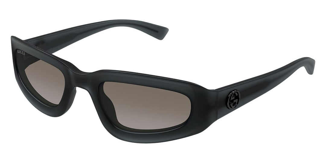 Gucci GG slim black sunglasses with dark tinted lenses and curved frame