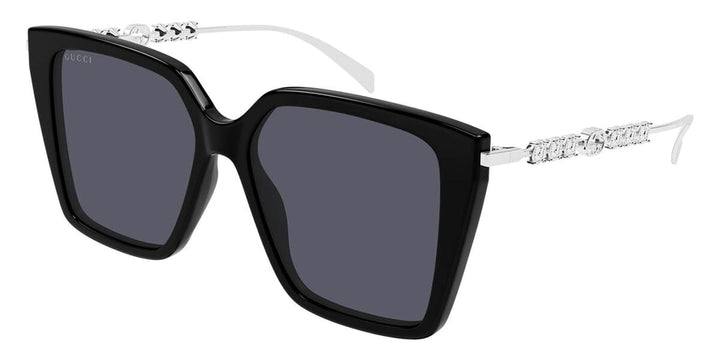 Gucci GG1967S Squared Cat Eye Crystal Sunglasses in Black