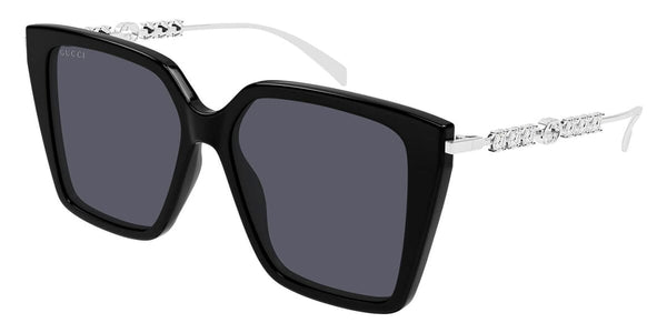 Gucci GG1967S Squared Cat Eye Crystal Sunglasses in Black