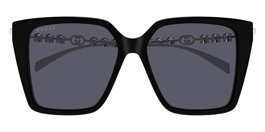 Gucci GG1967S Squared Cat Eye Crystal Sunglasses in Black