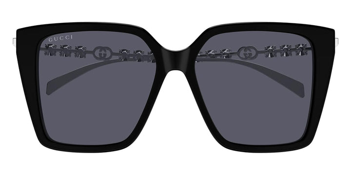 Gucci GG1967S Squared Cat Eye Crystal Sunglasses in Black