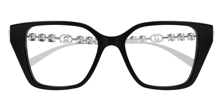 Gucci GG1969O Squared Cat Eye Crystal Sunglasses in Black