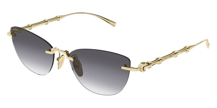 Gucci GG2063S Cat Eye Bamboo Sunglasses in Gold Grey