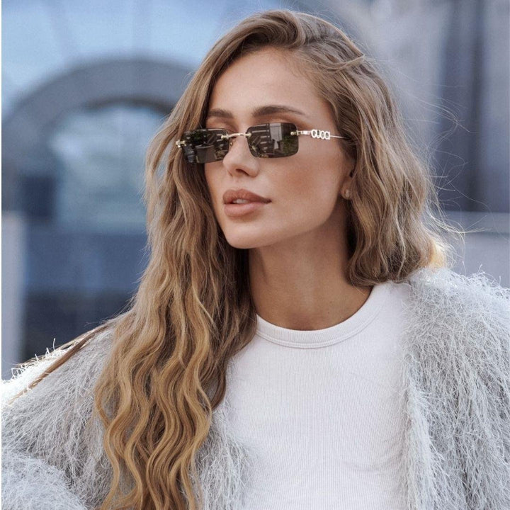 Gucci GG1808S Rimless Sunglasses in Grey Mirror