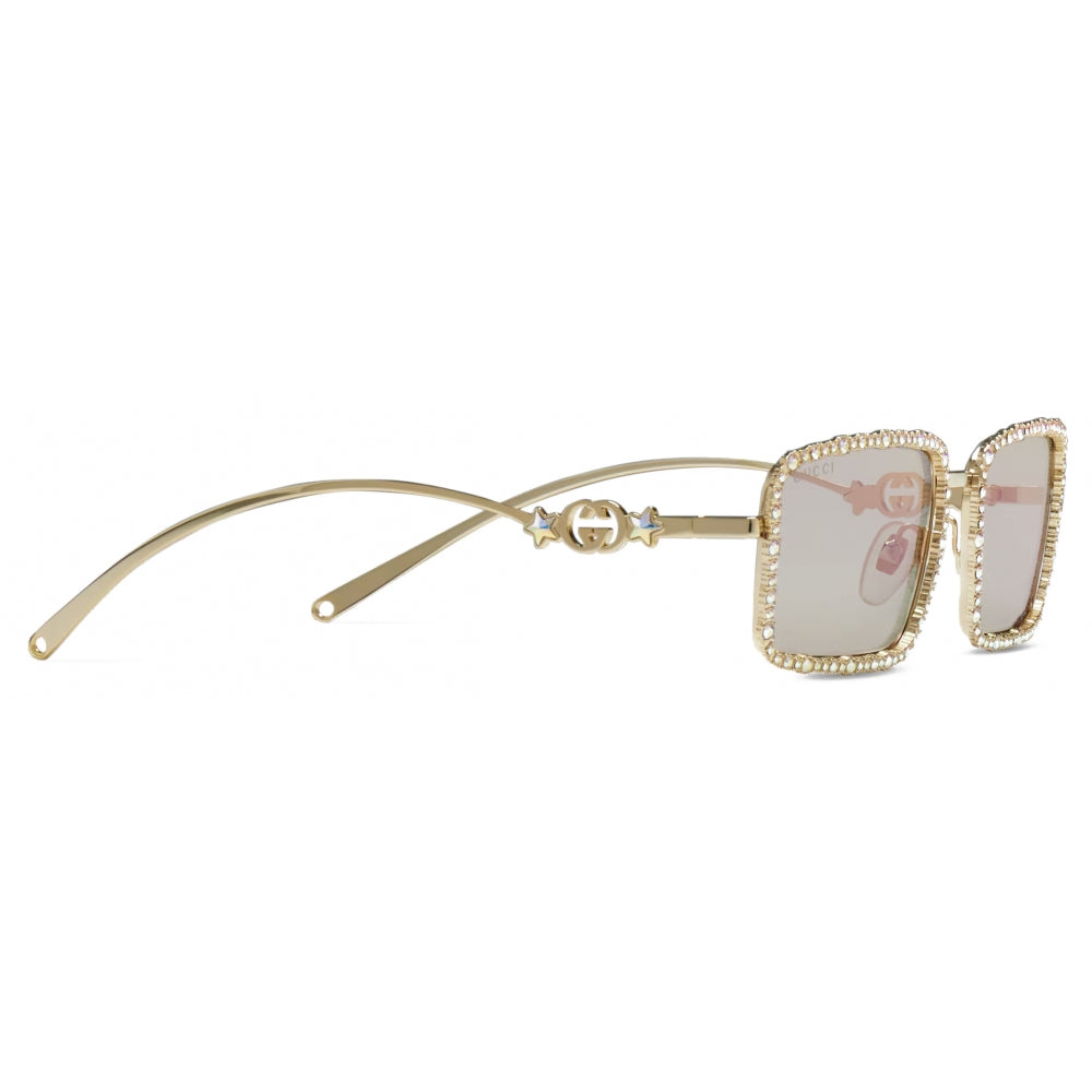 Gucci GG1568S Chain Sunglasses in Gold Crystal