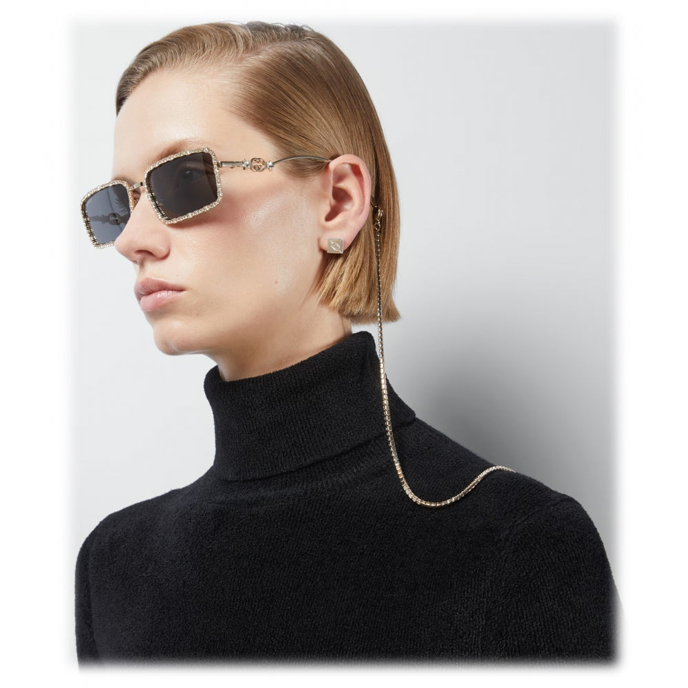 Gucci GG1568S Chain Sunglasses in Gold Crystal