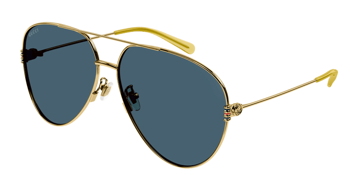 Gucci GG1280S Gold Blue Lens Aviator Sunglasses