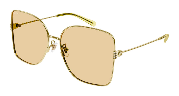 Gucci gold-tone square sunglasses with tinted amber lenses