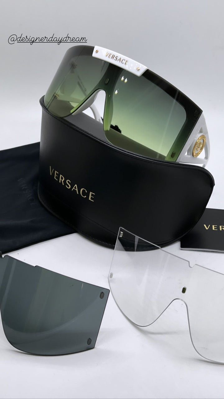 Versace VE4393 3 Lens Magnetic Lens Shield Sunglasses in White