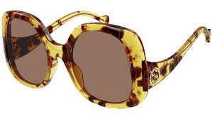 Gucci GG1235S Low Leg Round Sunglasses in Tortoise