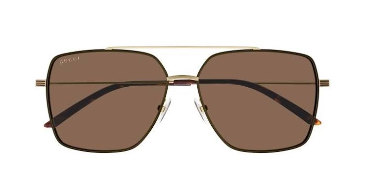 Gafas de sol piloto extragrandes Gucci GG1099SA Navigator con lentes marrones