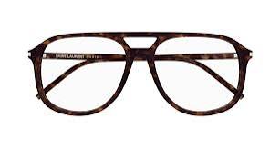 Havana brown aviator eyeglass frames, side profile view, full-rim with clear lenses