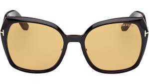Tom Ford Plum FT1223 Black Yellow Oversized Sunglasses