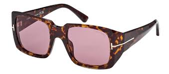 Brown-violet square sunglasses with tinted square lenses, full-frame acetate