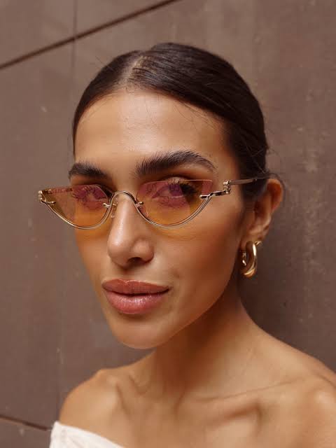 Gucci GG1603S Half Rim Sunglasses in Gold Orange Logo