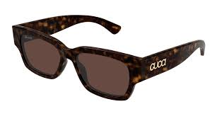 Gucci GG1794S sunglasses with Havana brown tortoiseshell frame and brown lenses, logo temple