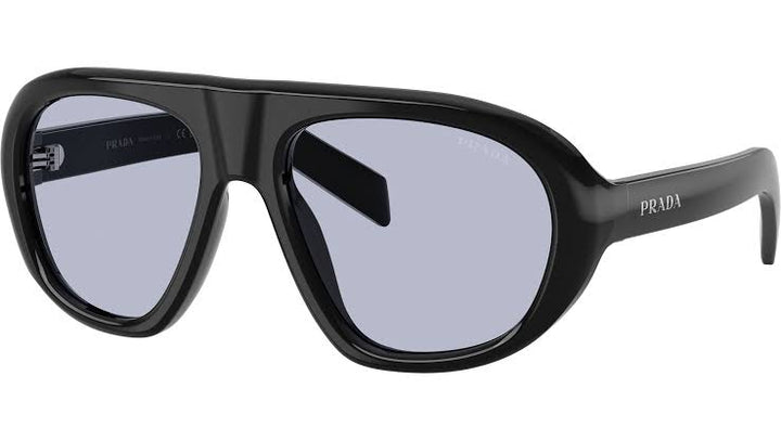Prada PR C05S Aviator Sunglasses in Black Blue Lens