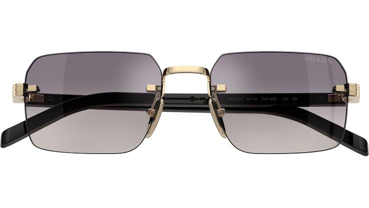 Prada PR D55S Rimless Square Sunglasses in Grey