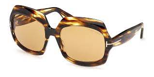 Tom Ford Ren FT1155 Square Sunglasses in Havana Yellow Lens