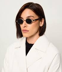 Miu Miu MU B51S Gold Blue Oval Sunglasses