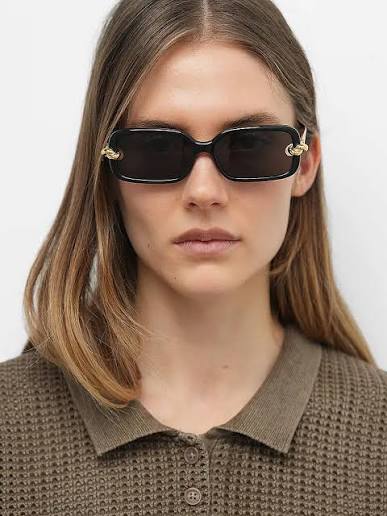 Bottega Veneta BV1439S Knot Rectangular Sunglasses in Black