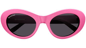 Balenciaga pink cat-eye sunglasses front view with dark oval lenses
