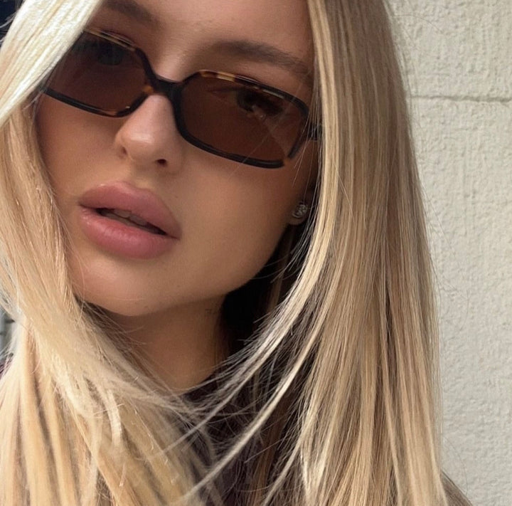 Miu Miu MU11ZSF Havana Brown Rectangular Sunglasses