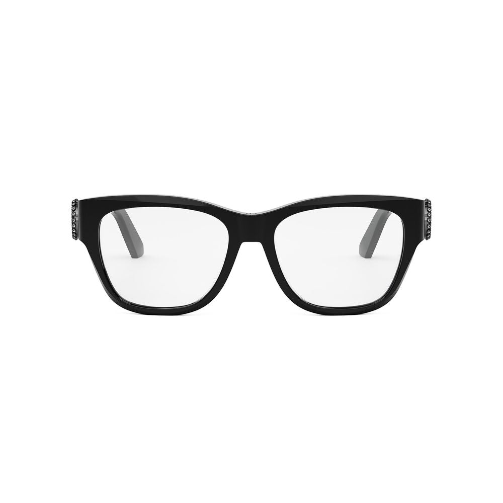 Black cat-eye eyeglass frames with clear lenses