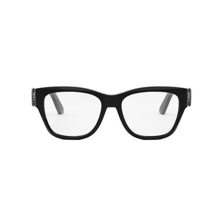 Black cat-eye eyeglass frames with clear lenses