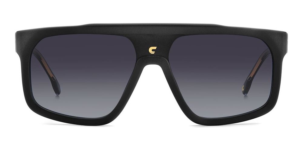Front view of black Carrera mask sunglasses with oversized gradient lenses