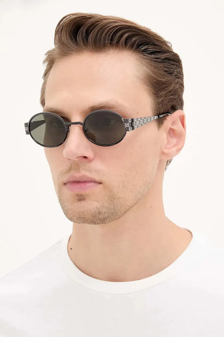 Gucci GG1854S Ruthenium Oval Sunglasses