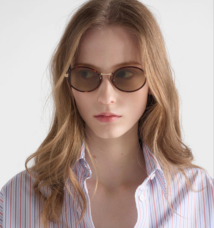 Prada PR B56S Oval Sunglasses in Havana Brown