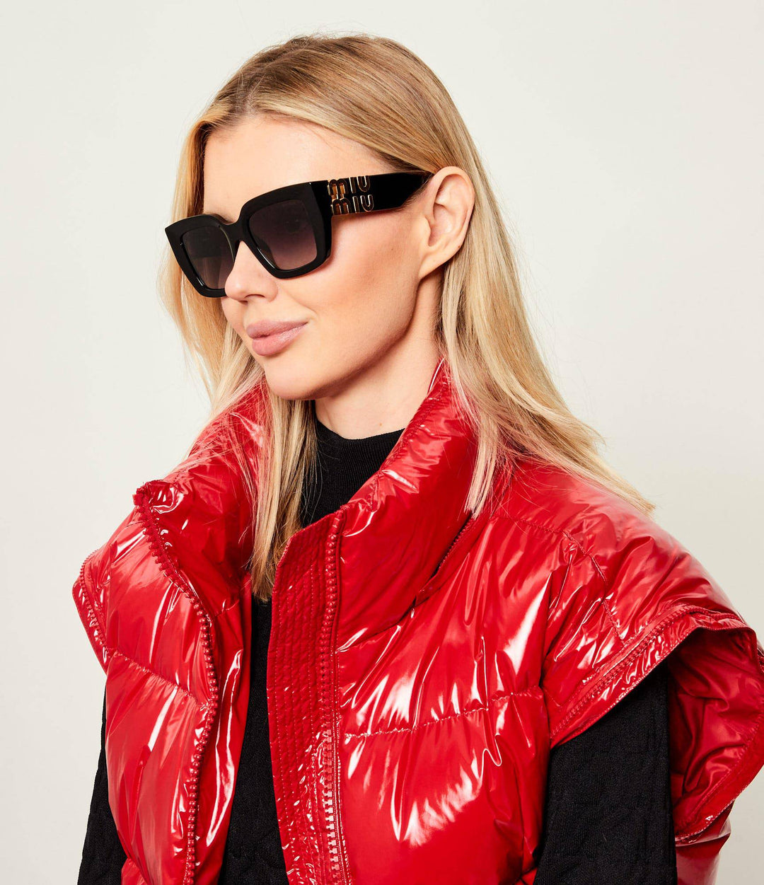 Miu Miu MU B05S Black Square Sunglasses